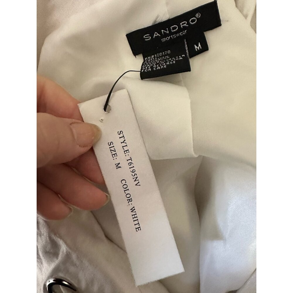 NEW Sandro Sportswear Linen Blend Jacket Lagenlook Cropped 3/4 Sleeve Zip S NWT - Picture 12 of 13